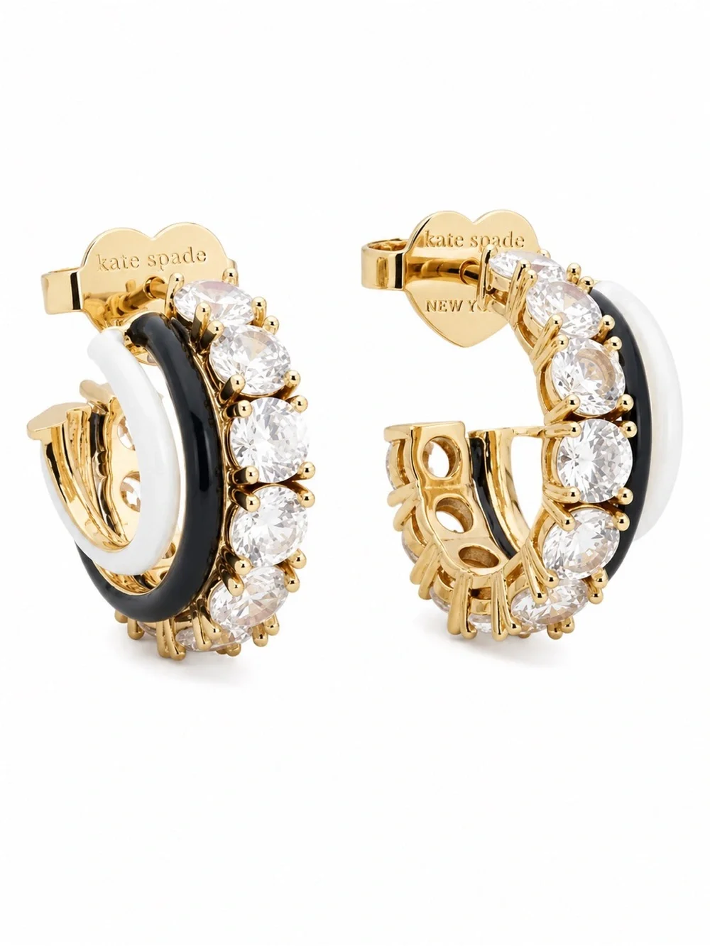 Kate Spade Hint of Shimmer Stacked Huggies Earrings in Black